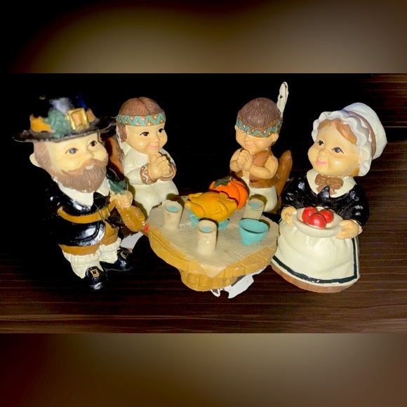 Vintage Thanksgiving Dinner Figurines Lot Of 5 By Artist Bob Schneeberg